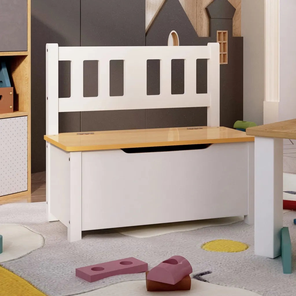 Cassapanca per Bambini Bianca e Beige 60x30x55 cm in MDF CFW9962976