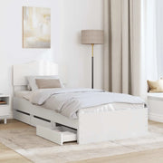Letto singolo | Letto per adulti | Struttura del letto Bianco 90 x 200 cm Legno Ingegnerizzato