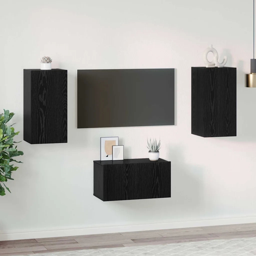 vidaXL Set mobile TV 3 pcs Rovere nero 60 x 30 x 30 cm