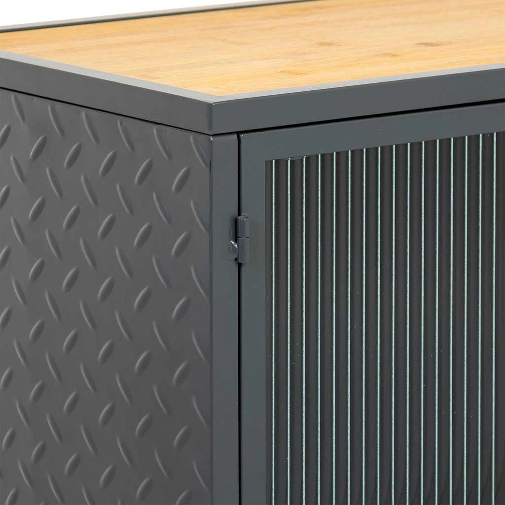 Credenza in vetro, metallo e legno 2 ante, nero 80x38x80,5h cm