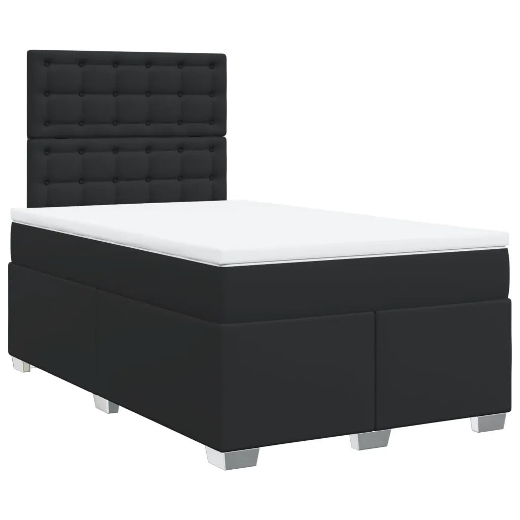 Giroletto a Molle con Materasso Nero 120x190 cm in Similpelle