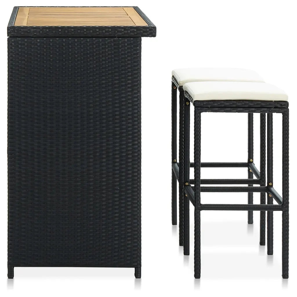 Set da Bar 3 pz in Polyrattan Nero CFW3608277