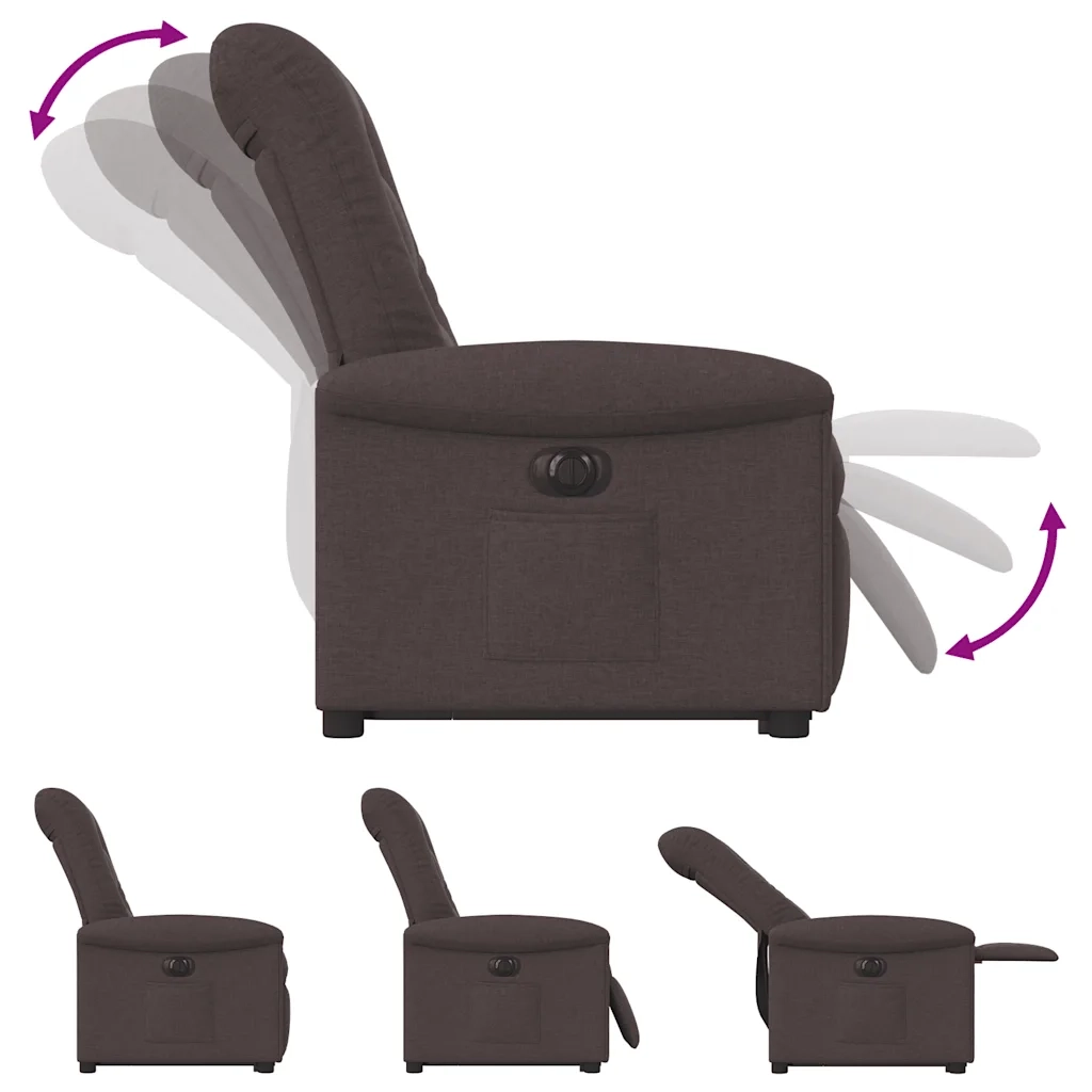 Poltrona | Sedia Relax Alzapersona Reclinante Elettrica Marrone Scuro Tessuto