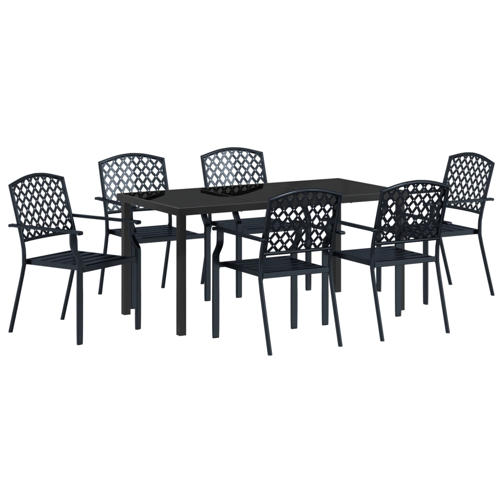 Set da Pranzo da Giardino 3 Pezzi Acciaio Anthracite