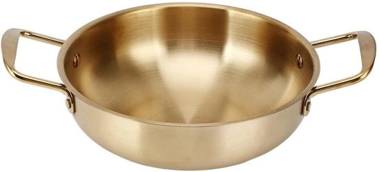 Pentola Portatile in Acciaio Inossidabile con Colorazione Aurea - 20cm - Per Uso Domestico/Esterno