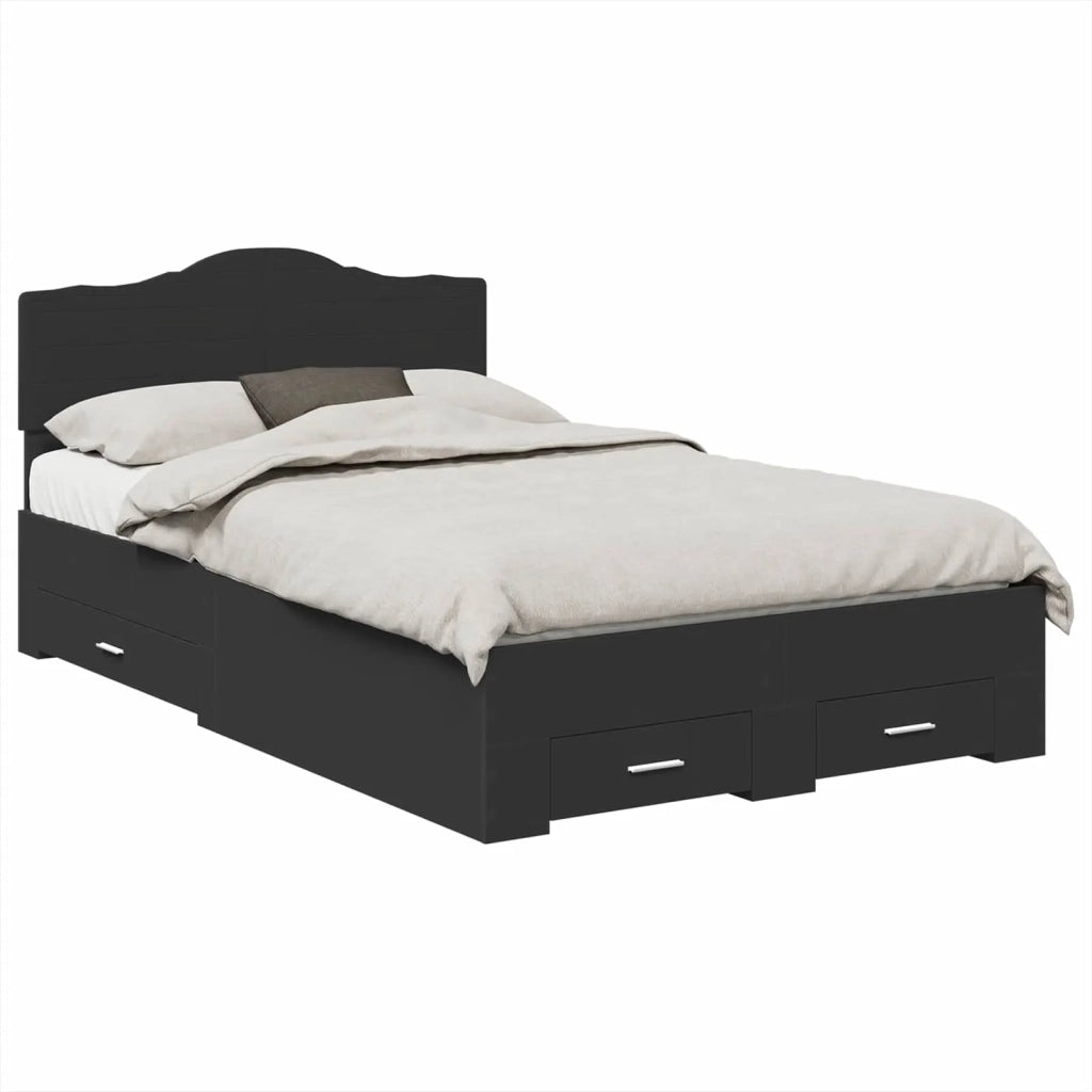 Struttura del letto-Giroletto Nero 135 x 190 cm Legno multistrato 932551