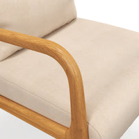 Poltrona in Stile Scandinavo 61x78x76 cm Struttura in Legno Rivestimento in Velluto Beige