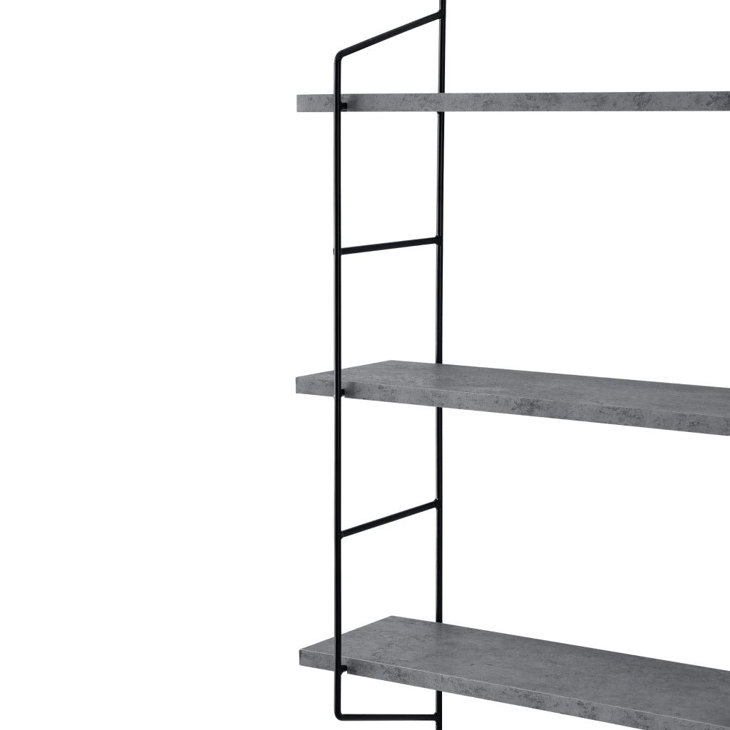 Scaffale da Parete Ösel a 3 Ripiani Regolabil - Effetto Cemento / Nero [en.casa]