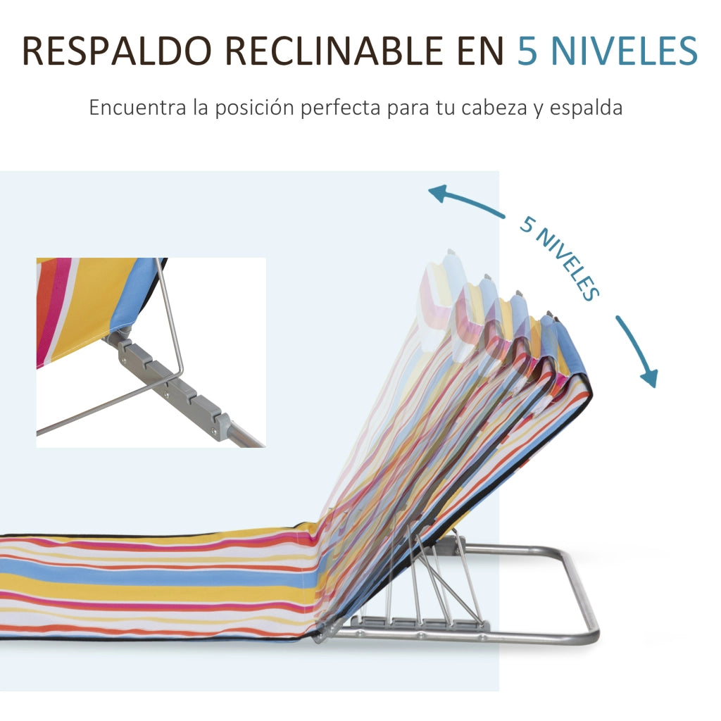 Set 2 Esterillas Plegables con Respaldo Ajustable ¨C zephmum ¨C Multicolor 124x53x45 cm