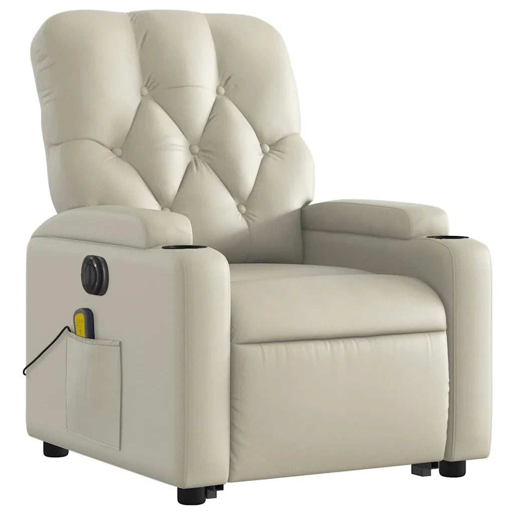 Poltrona Alzapersona Elettrica Reclinabile Crema in Similpelle 3204794