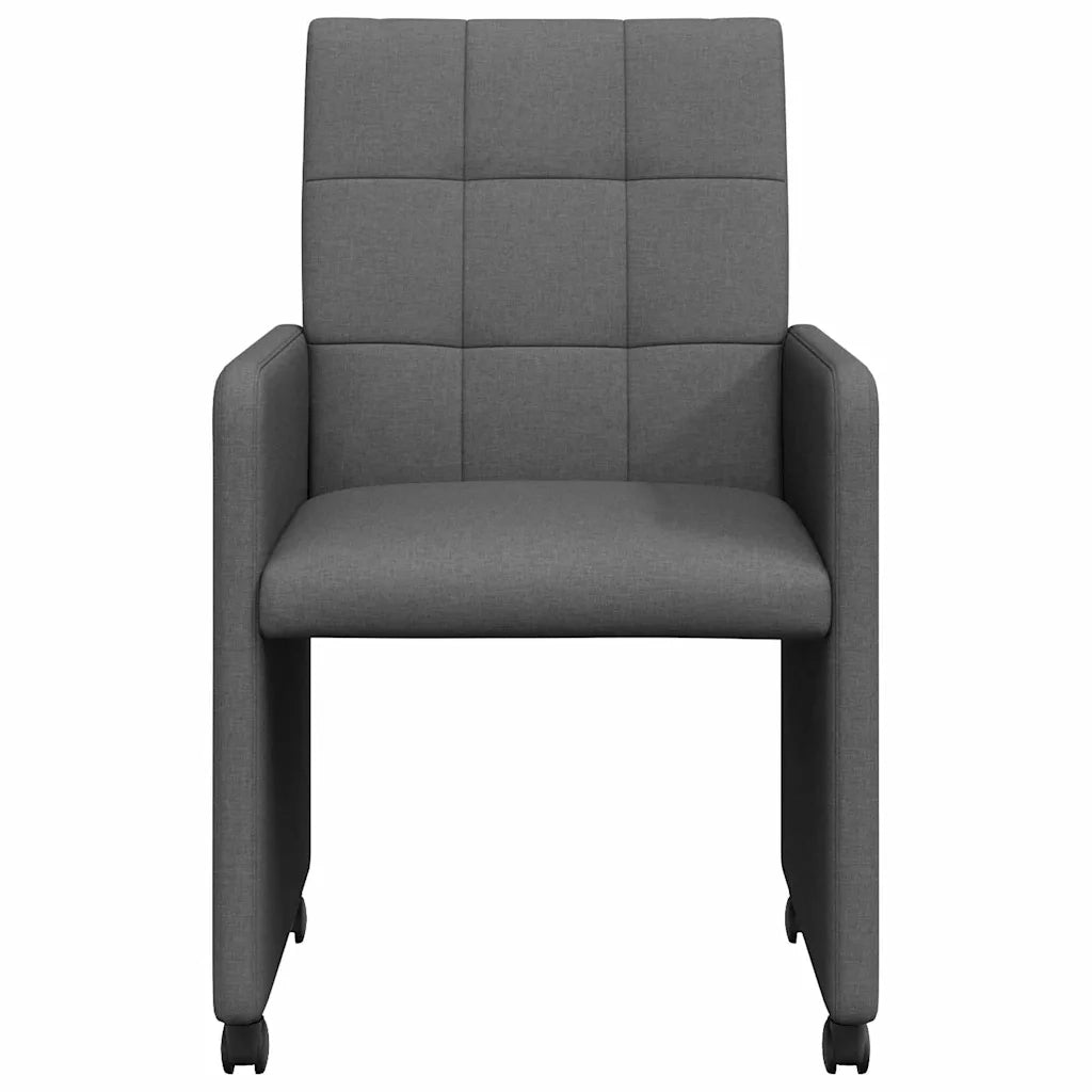 Sedie da Pranzo con Ruote 2 pcs Grigio scuro 58 x 65 x 94 cm