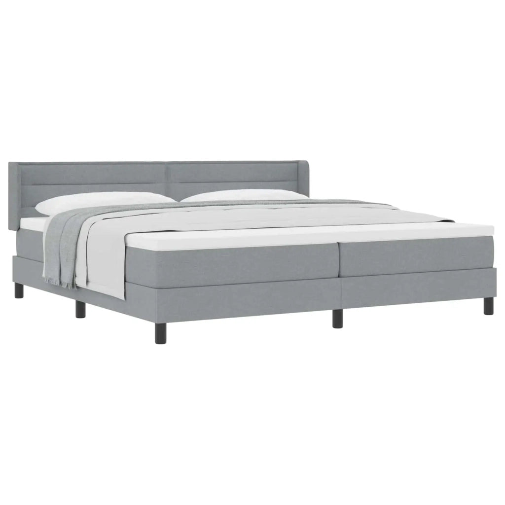 Letto a molle con testiera Grigio chiaro 200 x 200 cm Tessuto 3341062