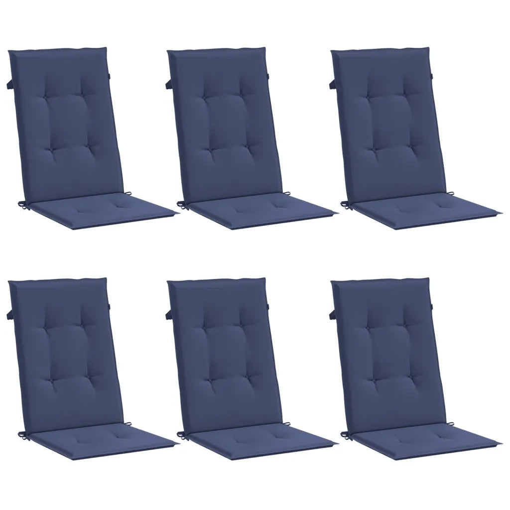 Cuscini Sedia con Schienale Alto 6 pz Blu Marino Tessuto 378613