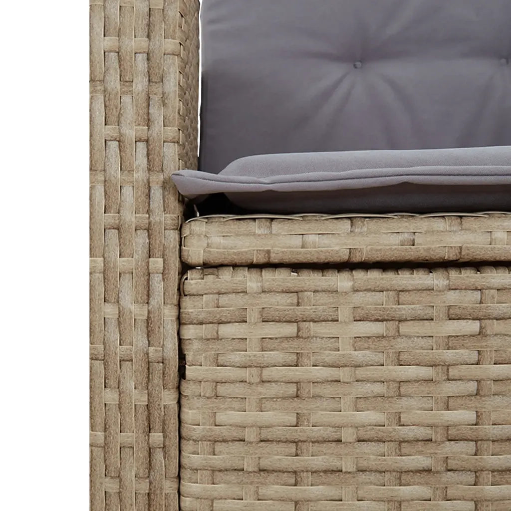 Set da Pranzo da Giardino 3 pz con Cuscini Beige in Polyrattan