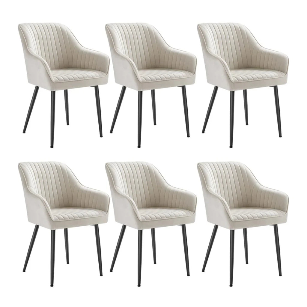 Sedia da pranzo poltrona seduta imbottita con braccioli larghezza seduta 49 cm gambe in metallo rivestimento in velluto portata 110 kg per soggiorno o camera da letto beige 12_0004918