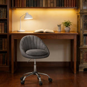 Sedia da ufficio ergonomica girevole in velluto grigio scuro