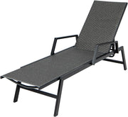 Lettino Prendisole da Giardino in Rattan, Poltrona Reclinabile da Esterno, Sdraio Giardino con Schienale Regolabile in 5 Posizioni, Telaio in Metallo Robusto, per Spiaggia, Balcone, Piscina