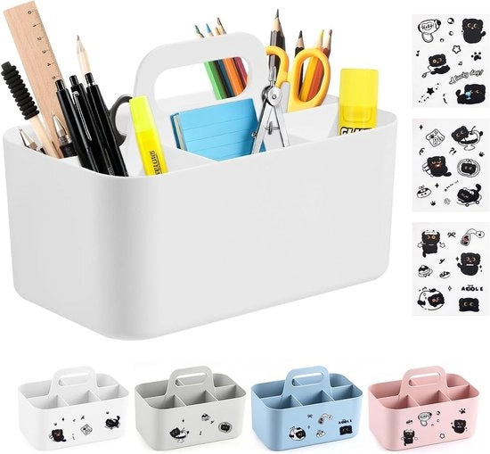 Caddy Organizzatore Multifunzionale con Maniglia - Contenitori di Archiviazione Stivabili - Materiale BPA Inerte - 25 x 15,4 x 17 cm - Supporti Antiscivolo - Contenitore di Archiviazione