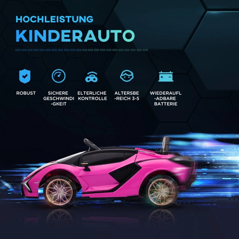 Macchina elettrica per bambini, Lamborghini, 3-5 km/h, con telecomando, per bambini dai 3 ai 5 anni, rosa