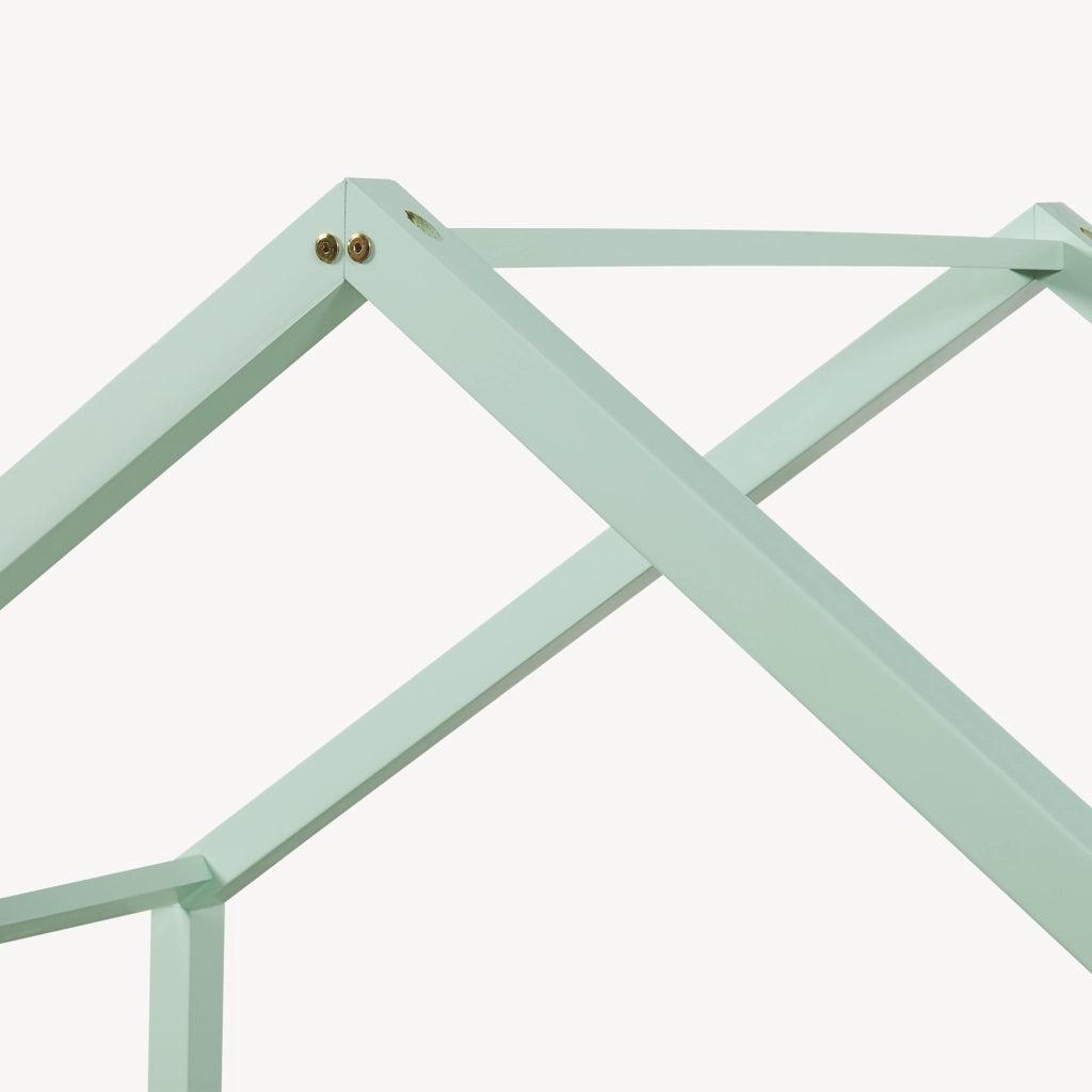 Letto per Cameretta Treviolo a Forma di Casetta in Stile Montessori 70x140 cm Menta Verde/Bianco [en.casa]