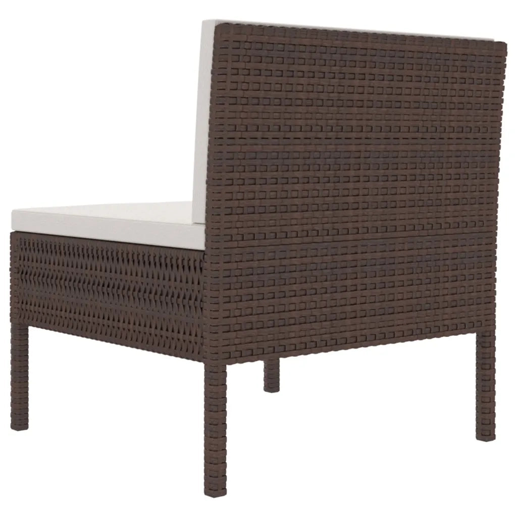 Sedie da Giardino 3 pz con Cuscini in Polyrattan Marroni cod mxl 23067
