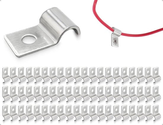 Clip per cavo in metallo - 18 mm - Set di 60 pezzi - Per irrigazione e cavi - Duraturo e resistente
