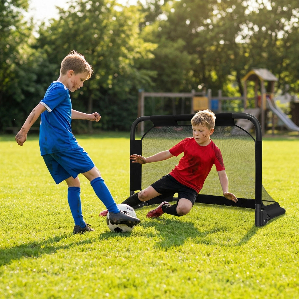 Porta calcio giardino mini rete pieghevole tubo metallo 4 picchetti, Porta calcio kit allenamento bambini 6+ anni parco spiaggia cameretta 91x62x62 cm