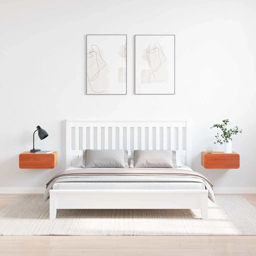 vidaXL Comodino con cassetto 2 pcs Cera marrone 39 x 34 x 16.5 cm