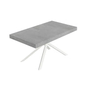 Tavolo allungabile 160/420x90 cm Niket colore cemento gambe bianche