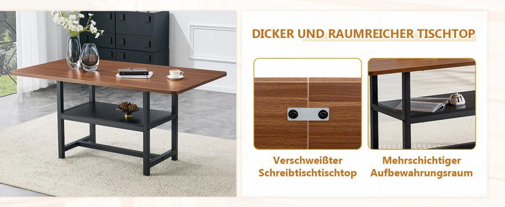 Tavolo da pranzo per 4-6 persone con ripiano contenitore stile moderno per cucina e sala da pranzo 160 × 90 × 76 cm