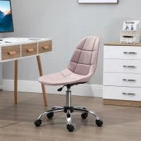 Sedia da Ufficio Girevole , Design Ergonomico e Regolabile Senza Braccioli, Rosa, 59x59x81-91cm