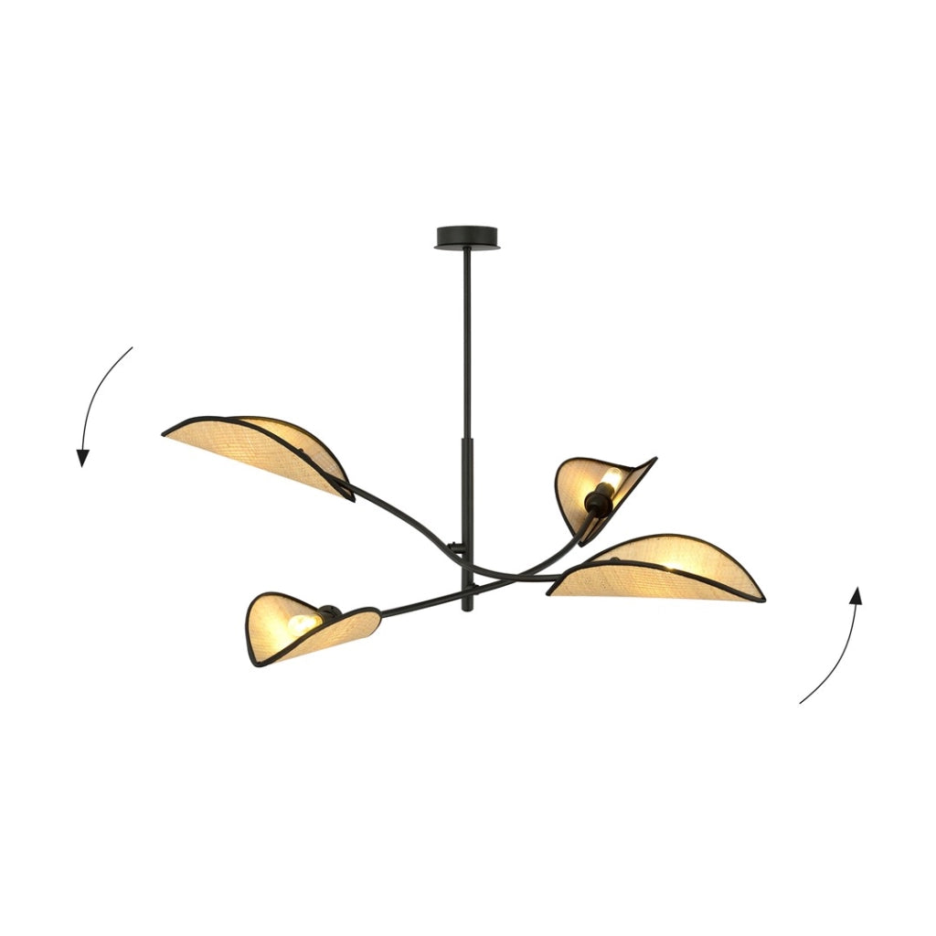 Plafoniera Emibig Lotus 4xE14 nero rattan 102cm IP20