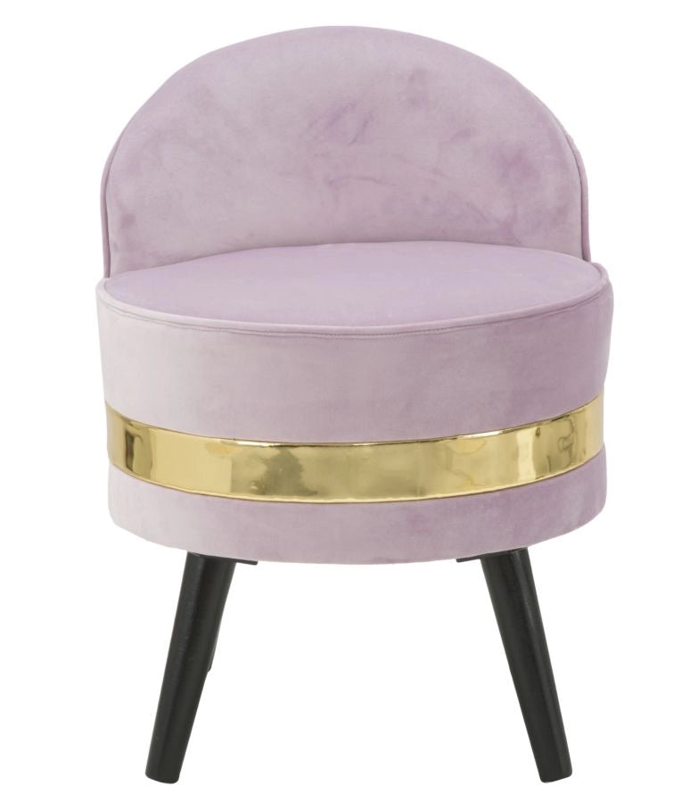 Sedia Mini Paris Rosa Ø45x62 cm Legno Spugna e Velluto Sintetico Rosa e Oro e Nero