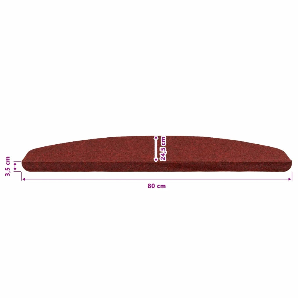 Tappetini per scale autoadesivi 15 pcs Rosso 80 x 28 x 3,5 cm 42040597