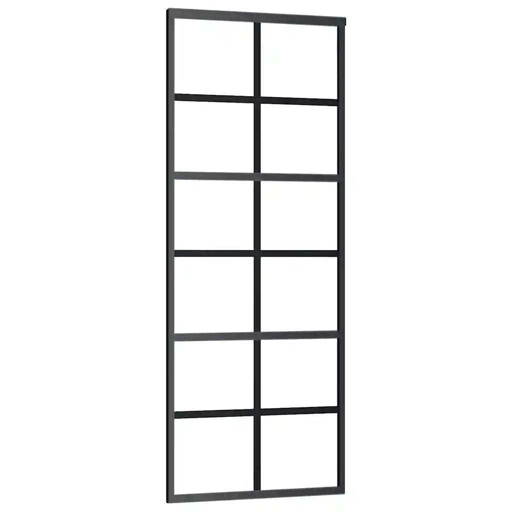 Porta Scorrevole con Ferramenta Nera 76x205 cm in Vetro ESG