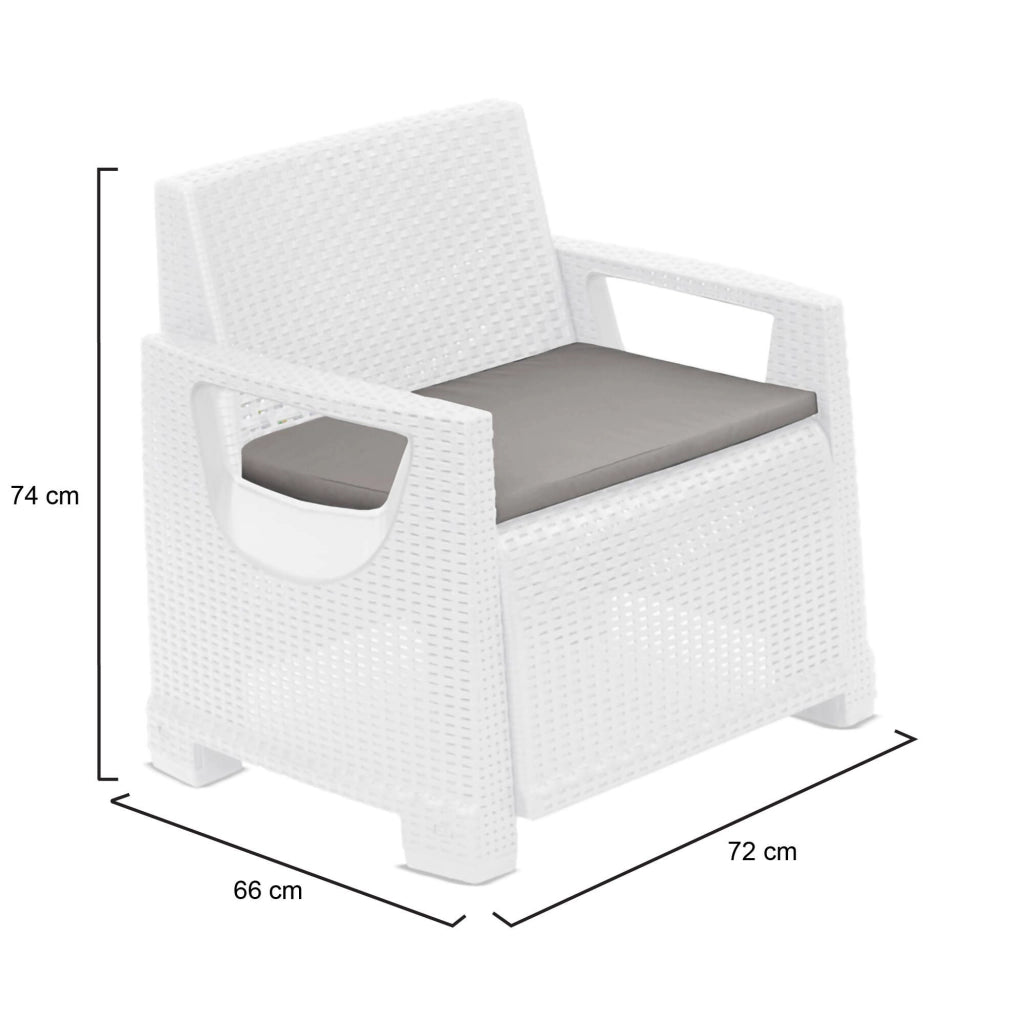 Rho, Poltrona da Esterno Braccioli Made in Italy, 66x72 cm Bianco