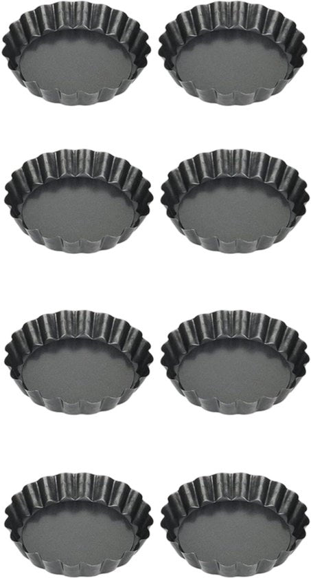 8 forme per torta antiaderente con fondo rimovibile, forme a cupola rotonde, adatte per torte, tortini e crostate, acciaio inossidabile, nero, 10*10*2 cm