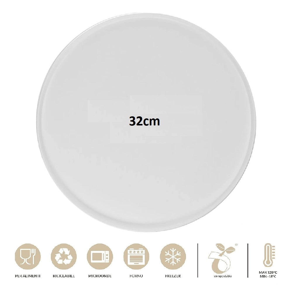 Piatti Monouso Pizza 50pz 32.5 cm 100% Biodegradabili Bianco