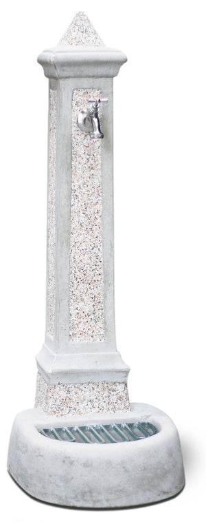 Fontana da Giardino Senza Rubinetto in Cemento Granulato di Marmo Pisa Bianco Rosso e Nero