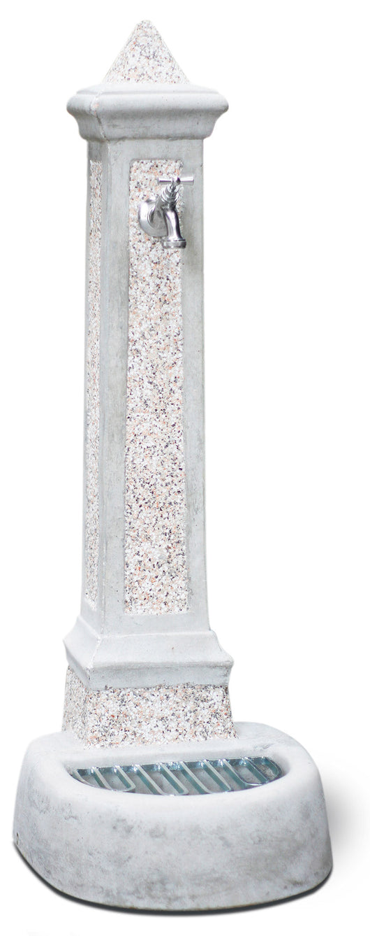 Fontana da Giardino Senza Rubinetto in Cemento Granulato di Marmo Pisa Bianco Rosso e Nero