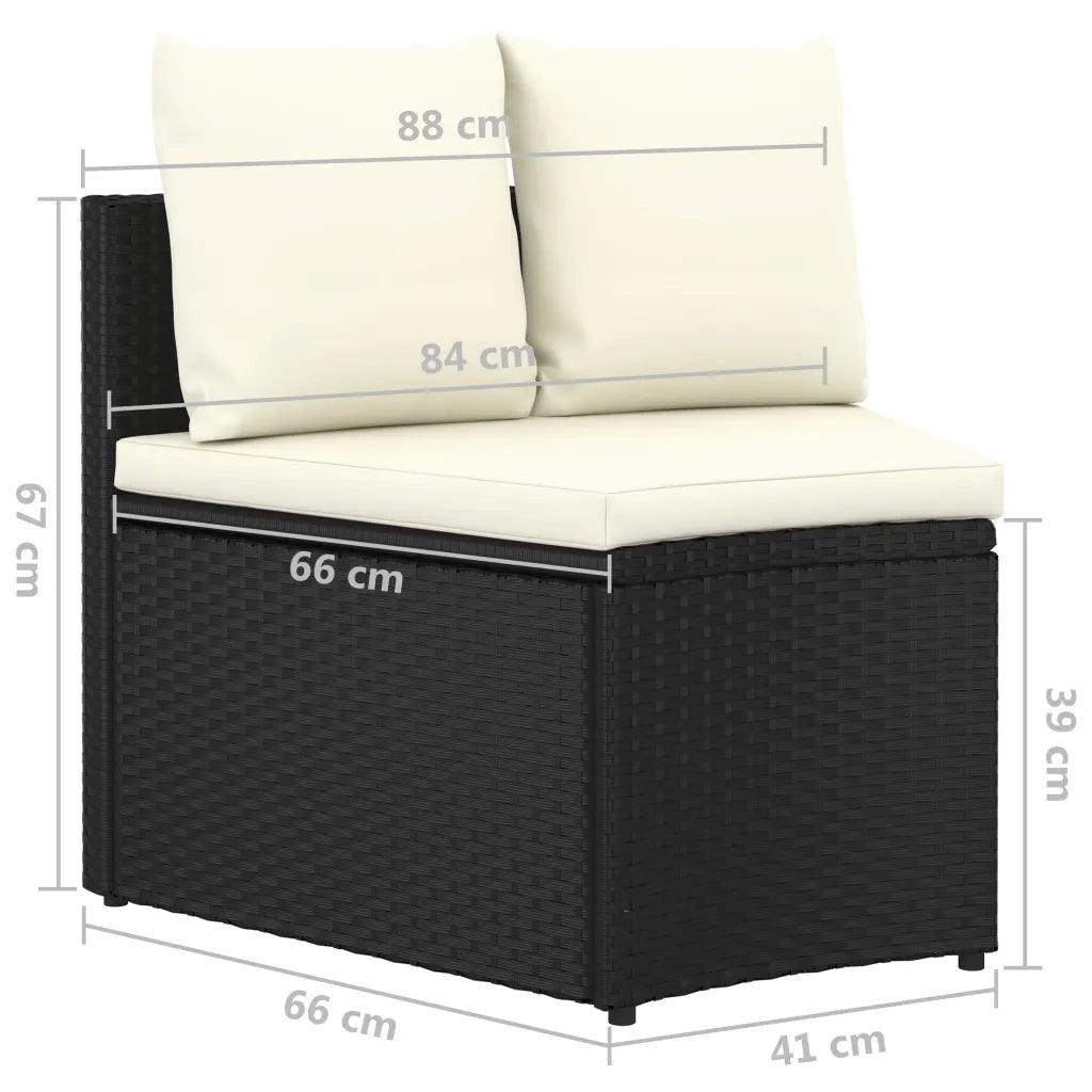 Set Divani da Giardino 8 pz con Cuscini in Polyrattan Nero 3064902