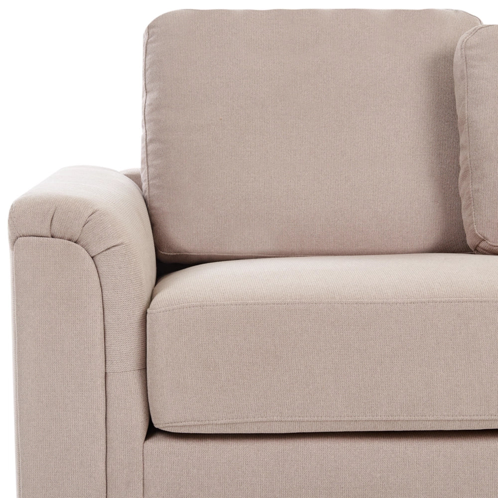 Divano stile moderno ad angolo con pouf in tessuto tortora lato sinistro
