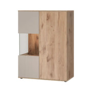 Buffet alto ERINA – 2 porte – Rovere chiaro e Beige – 90 cm