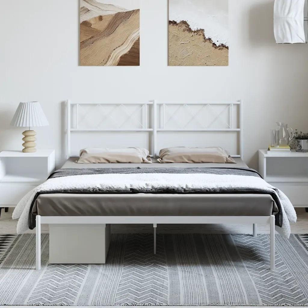 Giroletto con Testiera Metallo Bianco 135x190 cm