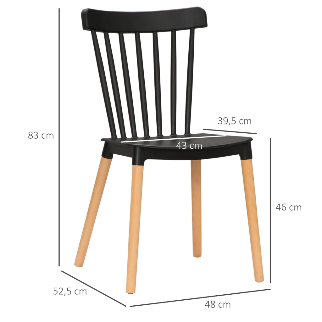 Sedia da pranzo con schienale alto ¨C zephmum ¨C in polipropilene e legno, nero, 48x52.5x83 cm