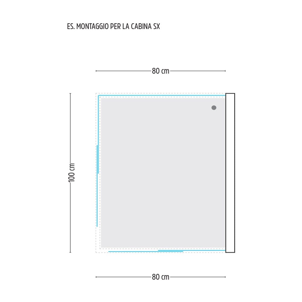 Ogomondo box cabina doccia corner 3 lati cristallo temprato serigrafato 80x100x80 sinistro
