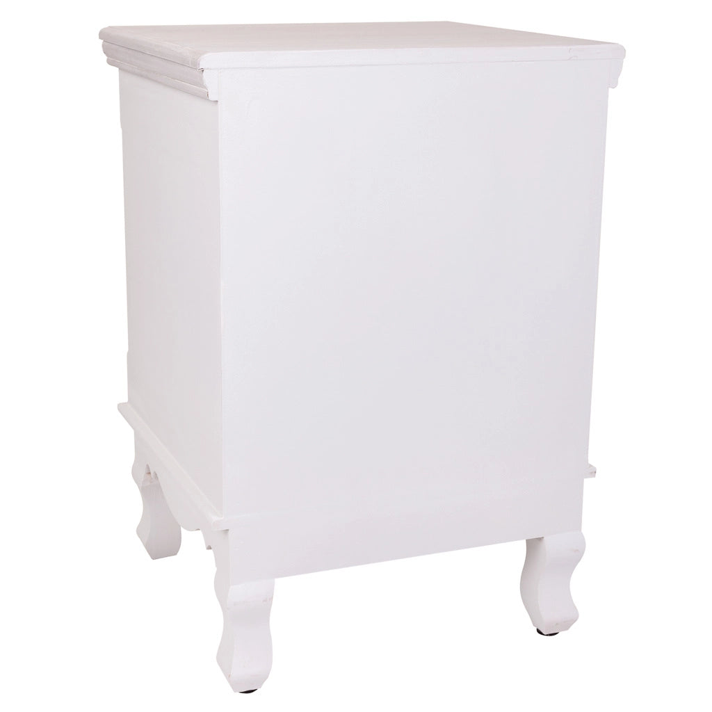 Comodino in legno con 2 cassetti bianchi 37x33,5x53.