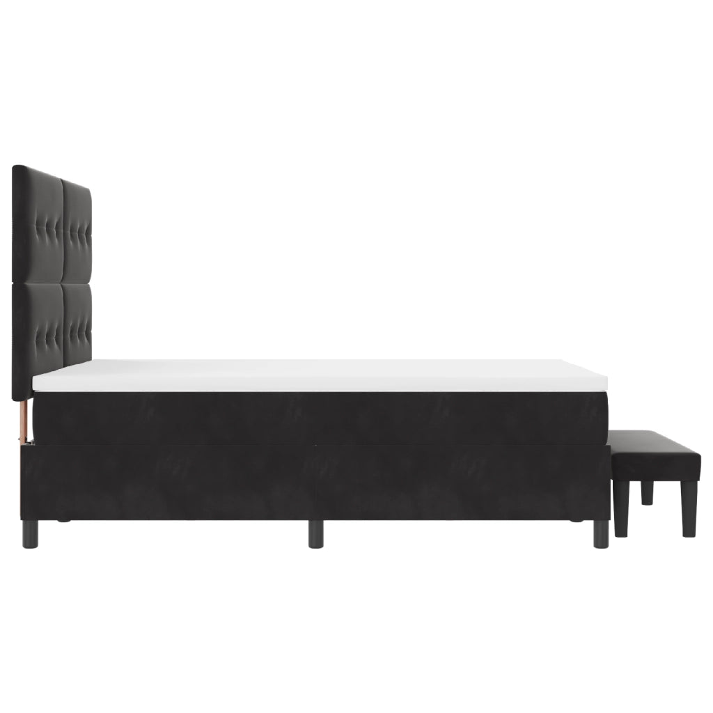 Letto con Box Spring con Materasso e Panca Nera 140x200 cm Velluto