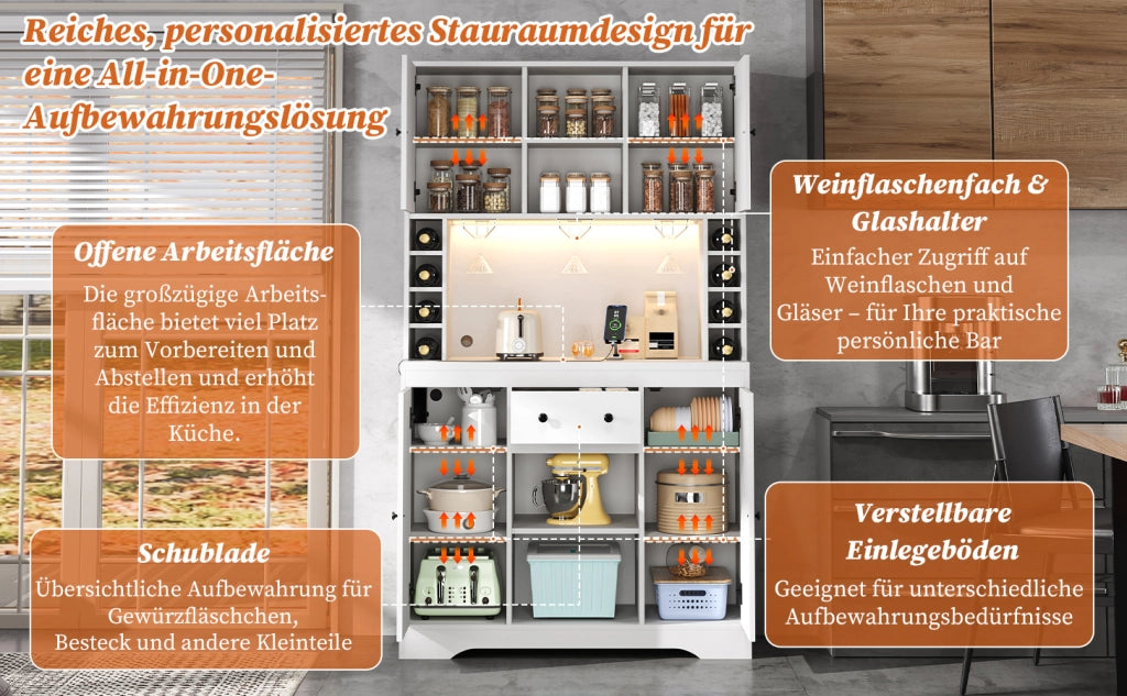 Mobile Bar Vino con LED ¨C MINIMAL ¨C Legno, Acciaio, 180x105x40