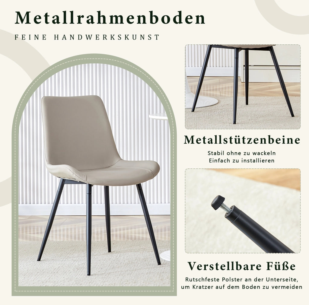 SEDIA Set da 4 pezzi in ecopelle grigia e metallo nero